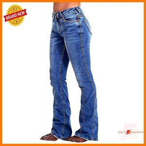Mid Rise Boot Cut Jeans Stretchy Denim Butt Lifting Flare Bell Bottom